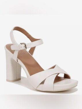 Naturalizer Morgan Block Heel Ankle-Strap Sandal in White